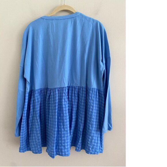 Anthropologie Pilcro Long-Sleeve Babydoll Blouse gingham top new nwt XXS 2XS - Picture 7 of 9